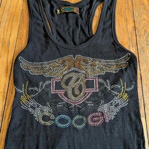 Vintage Y2k Coogi Rhinestone Embellished Tank Top